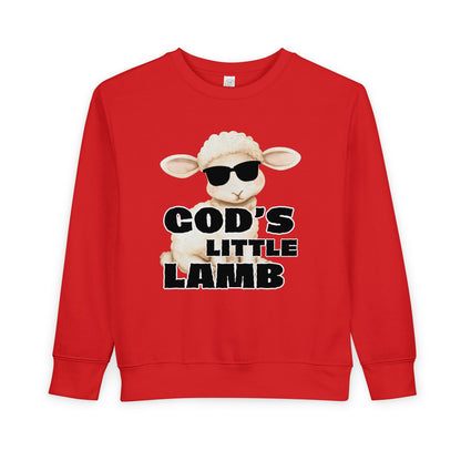 Toddler Sweatshirt — "God's Little Lamb" Cute Lamb Graphic Christian Kids Pullover