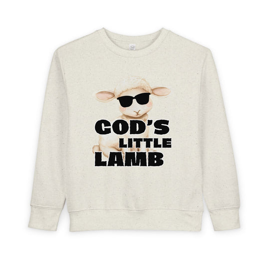 Toddler Sweatshirt — "God's Little Lamb" Cute Lamb Graphic Christian Kids Pullover
