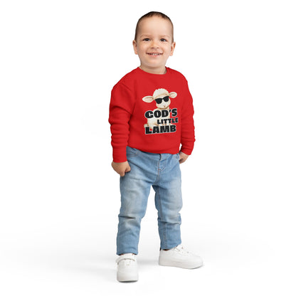 Toddler Sweatshirt — "God's Little Lamb" Cute Lamb Graphic Christian Kids Pullover