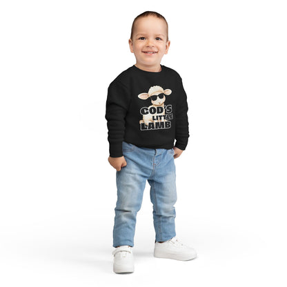 Toddler Sweatshirt — "God's Little Lamb" Cute Lamb Graphic Christian Kids Pullover